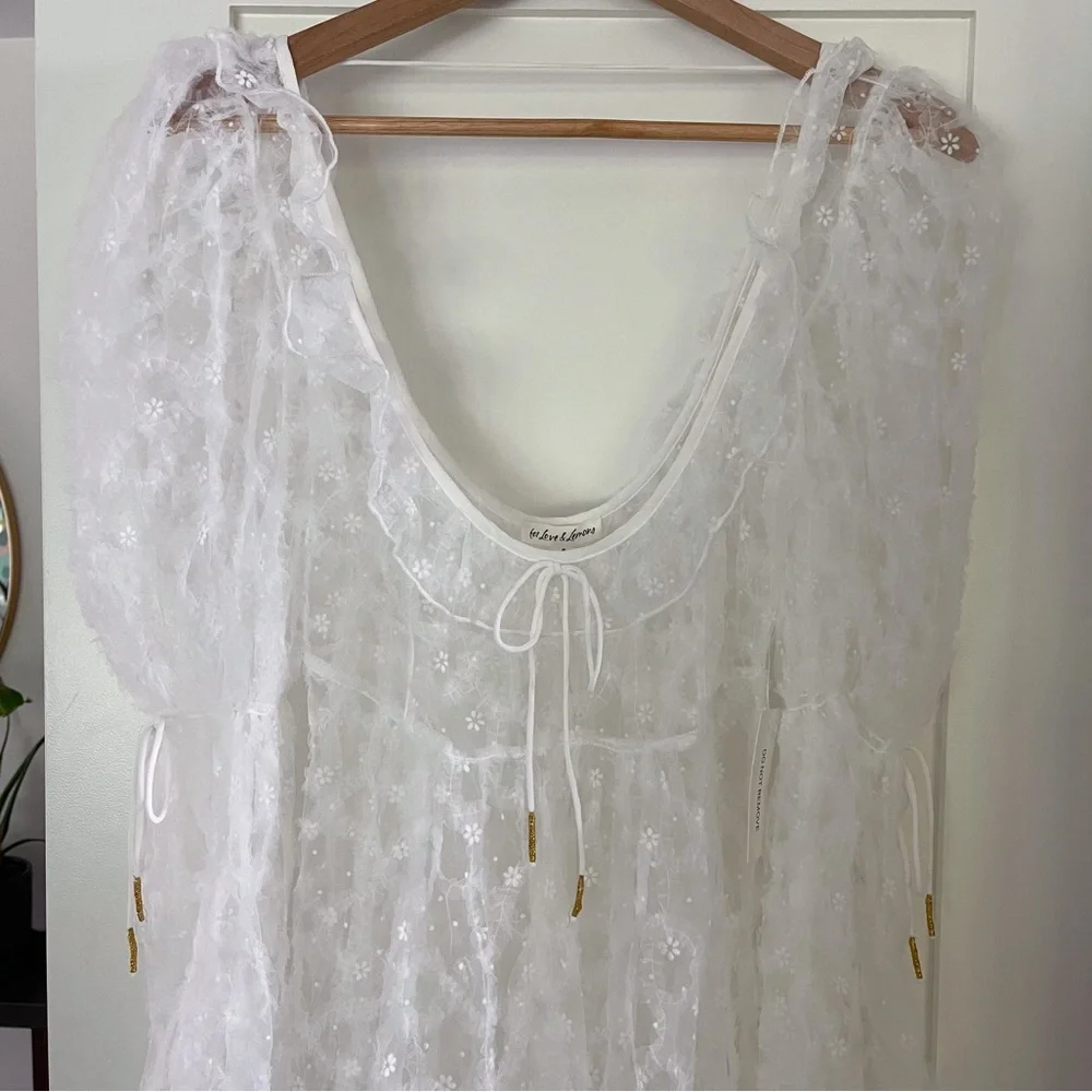 For Love And Lemons Kalea Tulle Maxi Dress white sheer tulle dress - size small - Picture 9 of 17